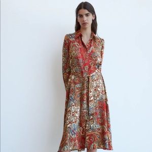 Zara Printed Shirt Dress Paisley
